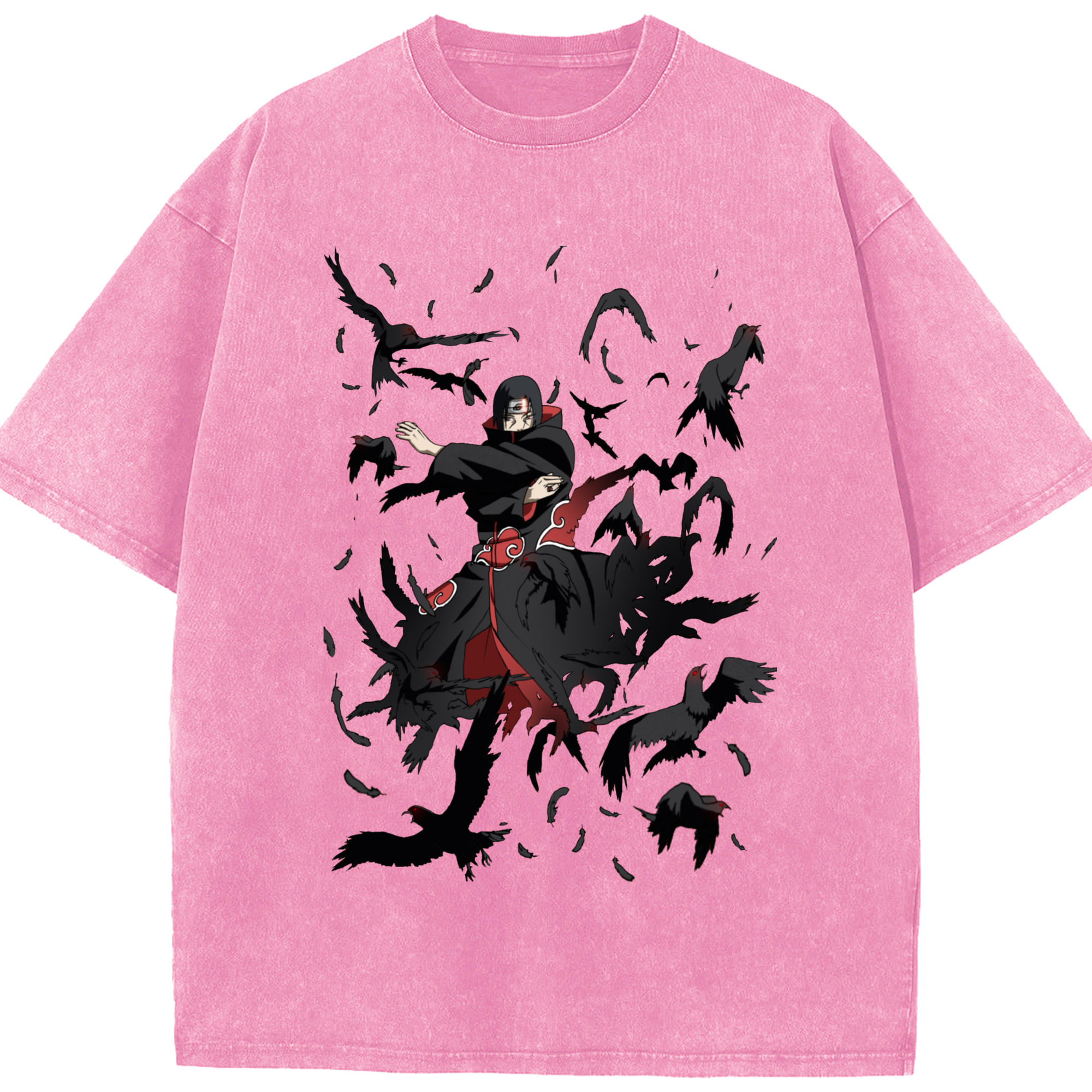 （画像用） NARUTO -ナルト- うちは イタチ Uchiha Itachi 綿100% ヴィンテージ風 半袖Tシャツ（フロントプリント）